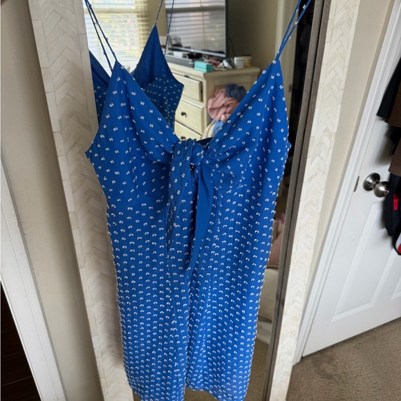 Alice + Olivia Silk Blue and White Polka Dot Dress - Picture 4 of 8